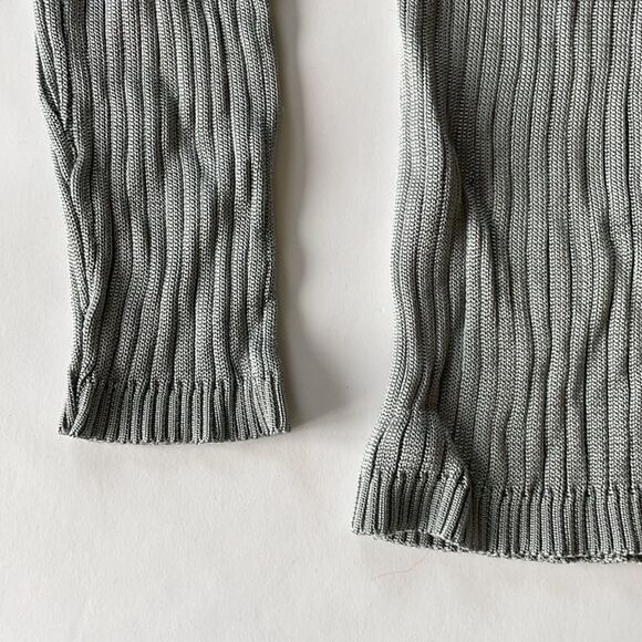 Silver/Grey Ribbed Mock Turtle-Neck, French, L - Picture 3 of 4